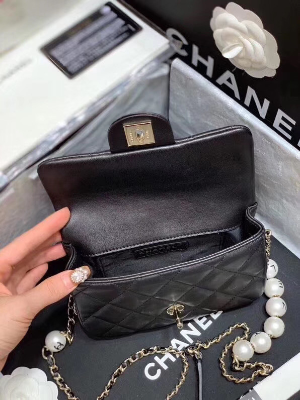 Chanel flap Imitation Pearls bag AS1436 black