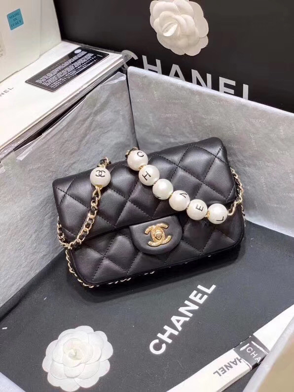 Chanel flap Imitation Pearls bag AS1436 black