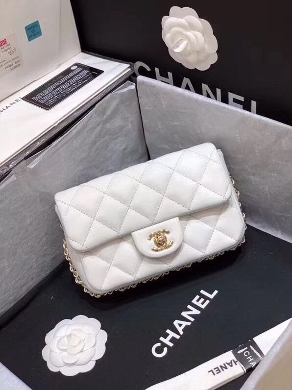 Chanel flap Imitation Pearls bag AS1436 white