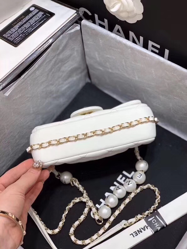 Chanel flap Imitation Pearls bag AS1436 white