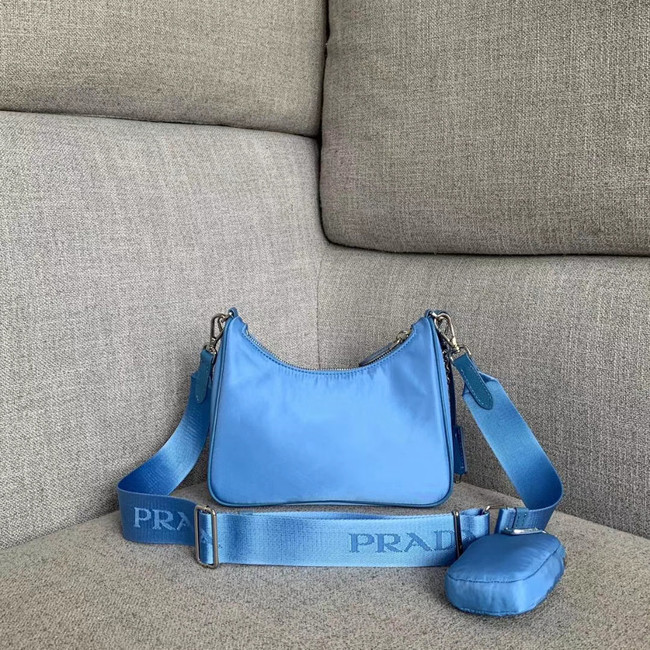 Prada Nylon Shoulder Bag 91277 light blue