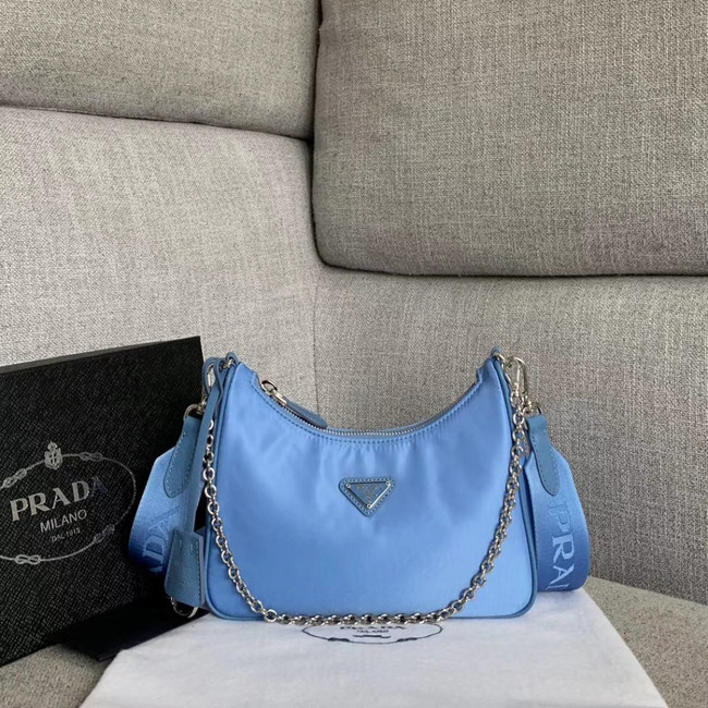 Prada Re-Edition 2005 nylon shoulder bag 1BH204 light blue