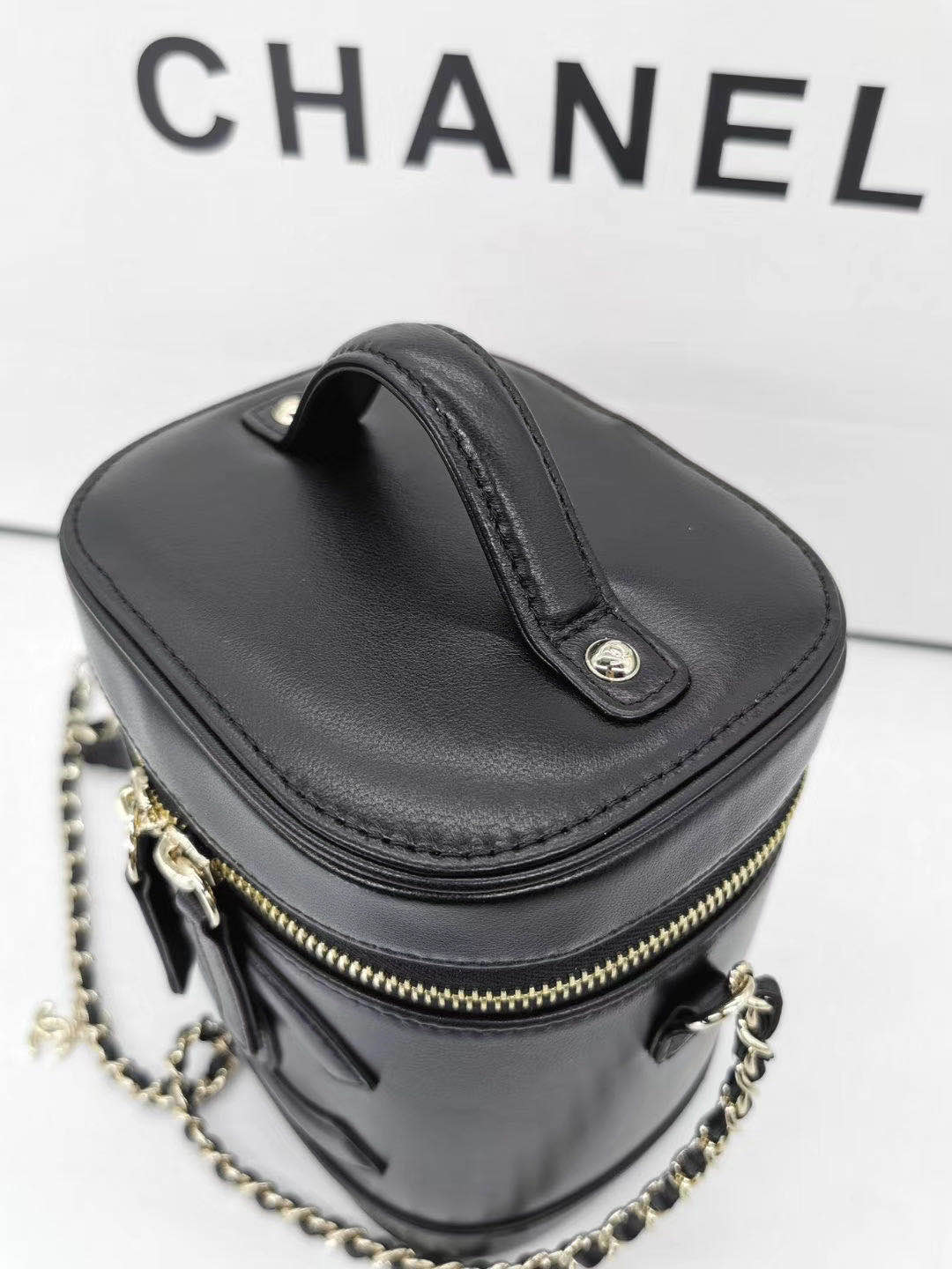 CHANEL vanity case Gold-Tone Metal AS1336 black