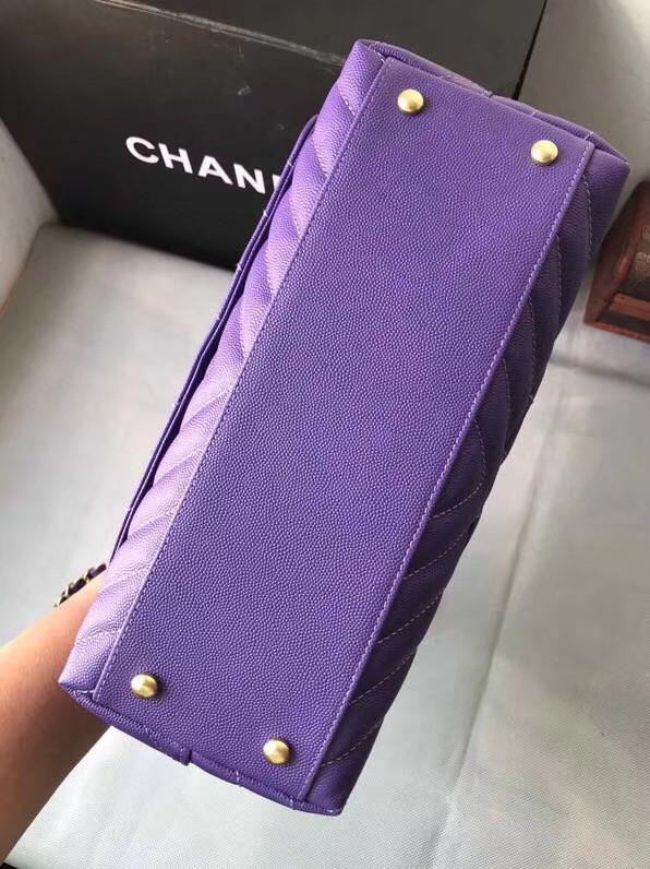 Chanel Flap Bag with Top Handle A92991 purple