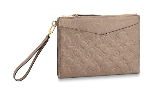 Louis Vuitton Original Monogram Empreinte Clutch bag MELANIE M68705 grey