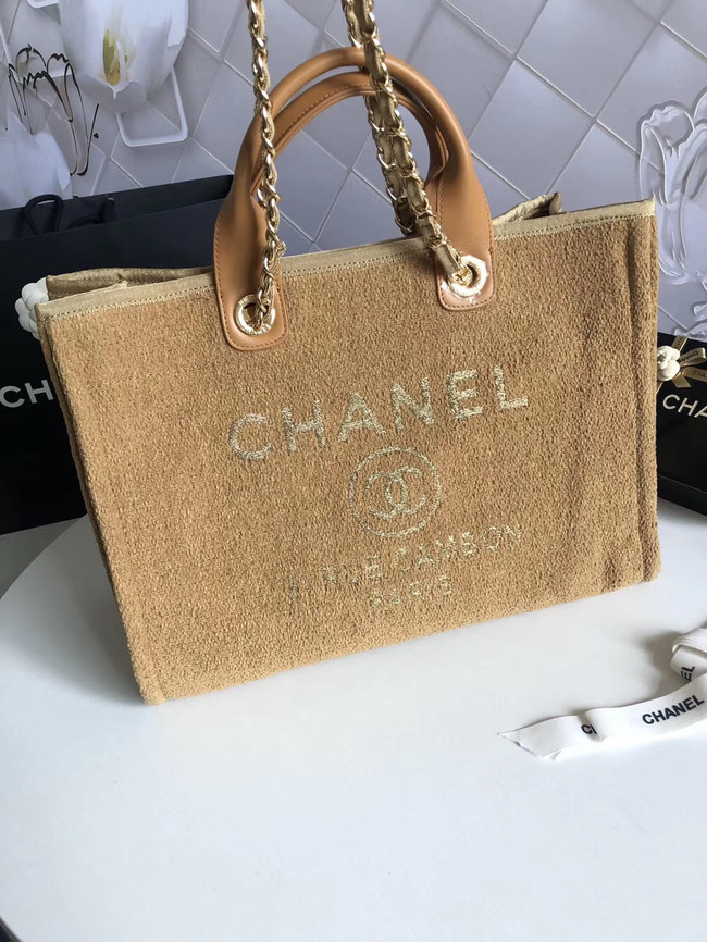 Chanel Canvas Shoulder Shopping Bag 66941 yellow