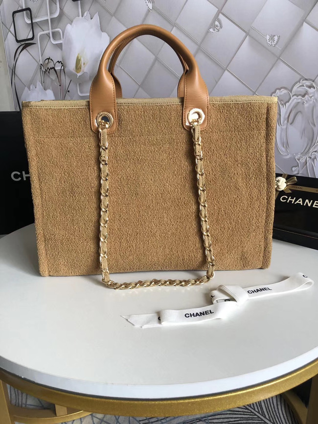 Chanel Canvas Shoulder Shopping Bag 66941 yellow