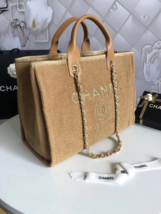 Chanel Canvas Shoulder Shopping Bag 66941 yellow