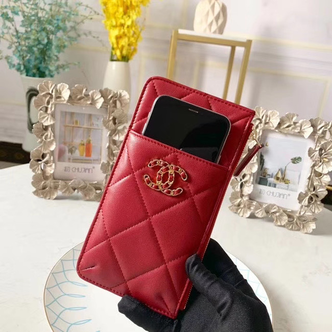 CHANEL 19 Mobile phone case Card Holder AP1182 red