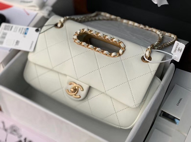 Chanel Flap Bag Original Sheepskin Leather AS1466 white