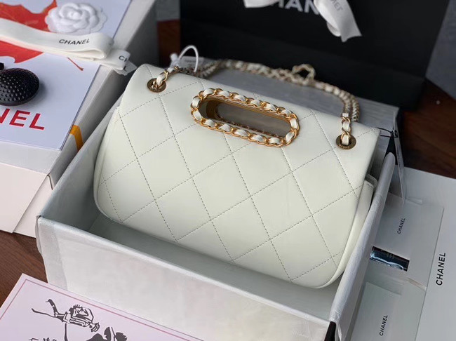 Chanel Flap Bag Original Sheepskin Leather AS1466 white