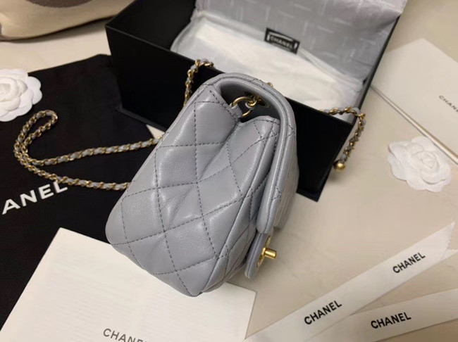 Chanel MINI Flap Bag Original Sheepskin Leather AS1786 Light grey