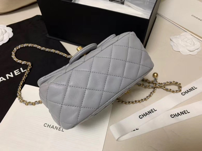 Chanel MINI Flap Bag Original Sheepskin Leather AS1786 Light grey