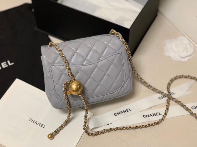 Chanel MINI Flap Bag Original Sheepskin Leather AS1786 Light grey