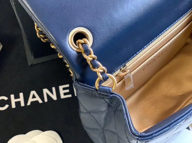 Chanel MINI Flap Bag Original Sheepskin Leather AS1786 Navy Blue