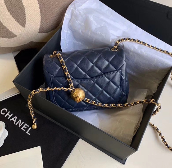 Chanel MINI Flap Bag Original Sheepskin Leather AS1786 Navy Blue