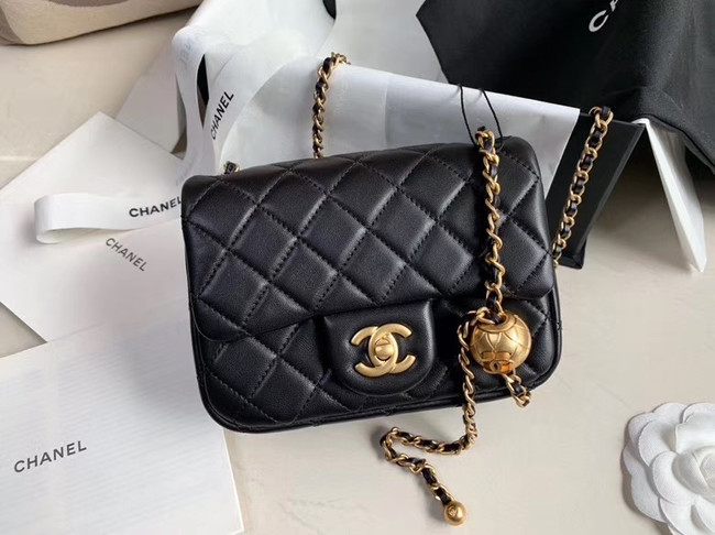 Chanel MINI Flap Bag Original Sheepskin Leather AS1786 black