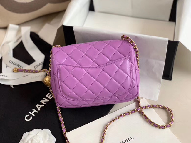 Chanel MINI Flap Bag Original Sheepskin Leather AS1786 purple