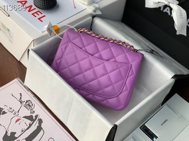 Chanel MINI Flap Bag Original Sheepskin Leather 1115 purple