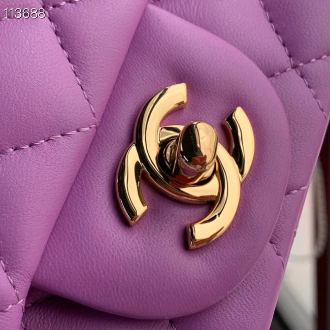 Chanel MINI Flap Bag Original Sheepskin Leather 1115 purple