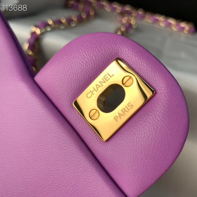 Chanel MINI Flap Bag Original Sheepskin Leather 1115 purple