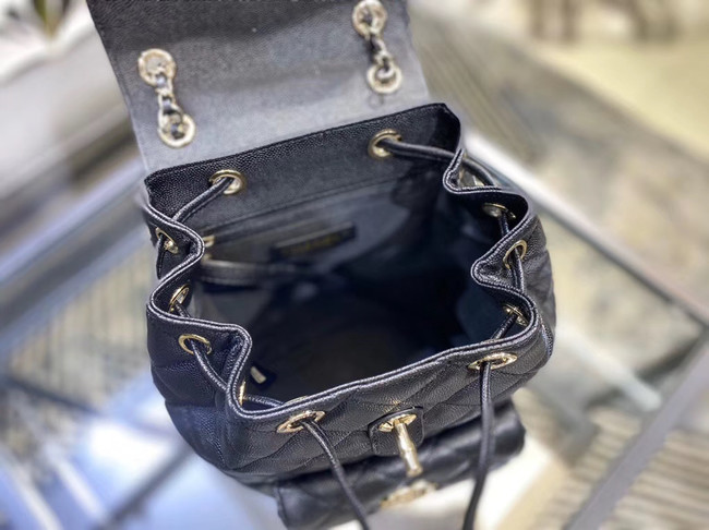 Chanel backpack Grained Calfskin & Gold-Tone Metal AS1371 black