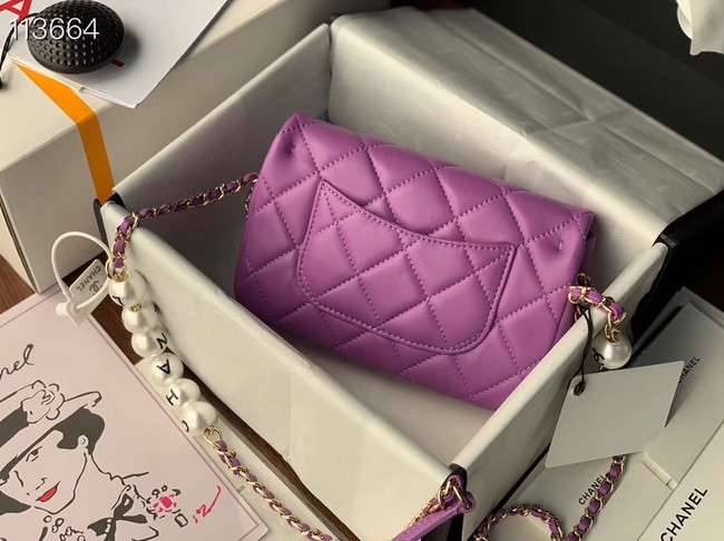 Chanel flap Imitation Pearls bag AS1436 Lavender