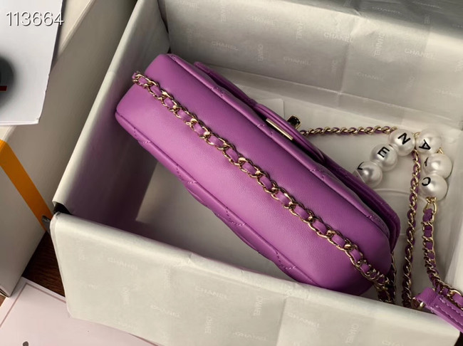 Chanel flap Imitation Pearls bag AS1436 Lavender