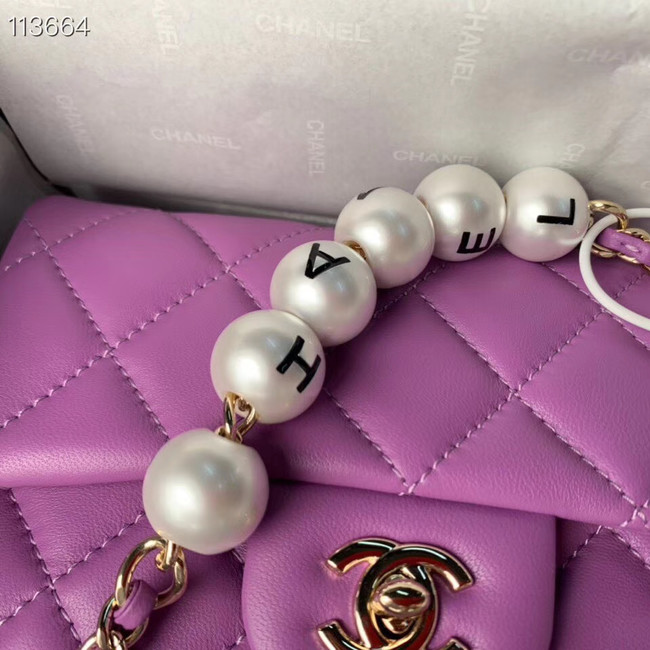 Chanel flap Imitation Pearls bag AS1436 Lavender
