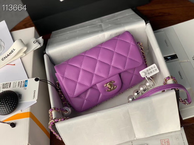 Chanel flap Imitation Pearls bag AS1436 Lavender