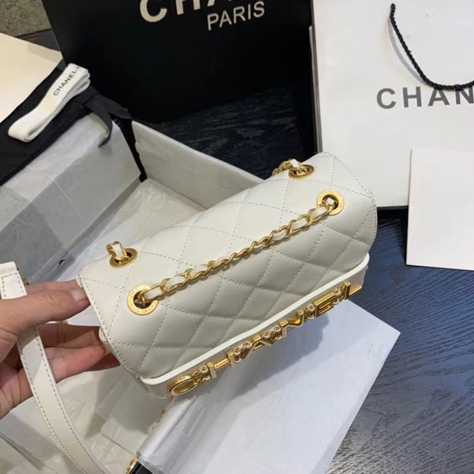 Chanel small Flap Bag Original Sheepskin Leather AS1490 white