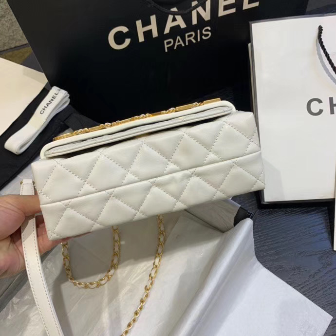 Chanel small Flap Bag Original Sheepskin Leather AS1490 white