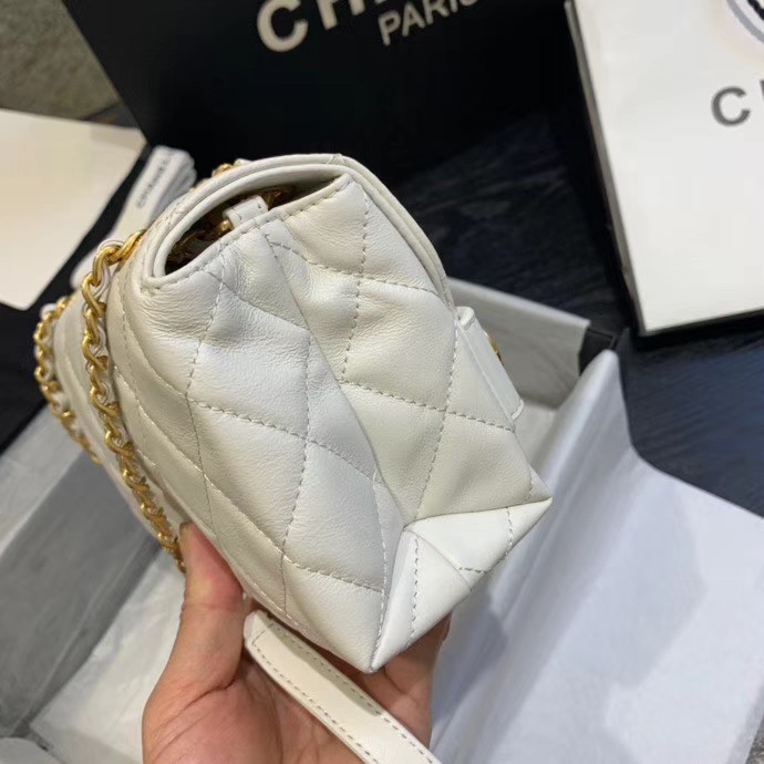 Chanel small Flap Bag Original Sheepskin Leather AS1490 white