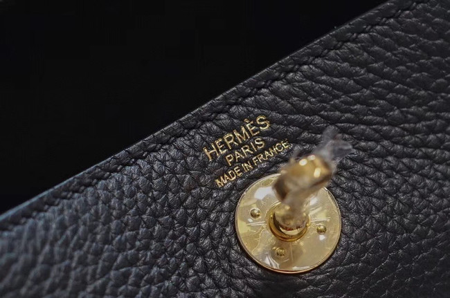 Hermes mini Lindy Togo Leather Bag LD19 black&gold-Tone Metal