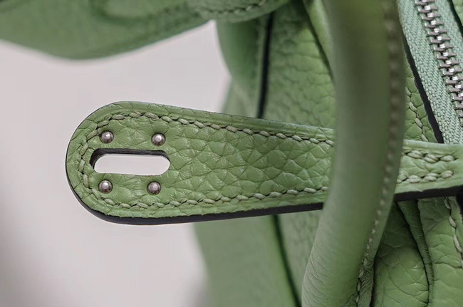 Hermes mini Lindy Togo Leather Bag LD19 green&Silver-Tone Metal