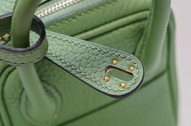 Hermes mini Lindy Togo Leather Bag LD19 green&gold-Tone Metal