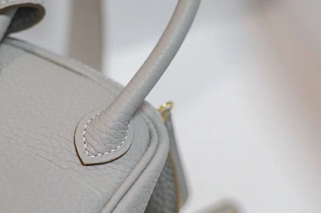 Hermes mini Lindy Togo Leather Bag LD19 grey&gold-Tone Metal