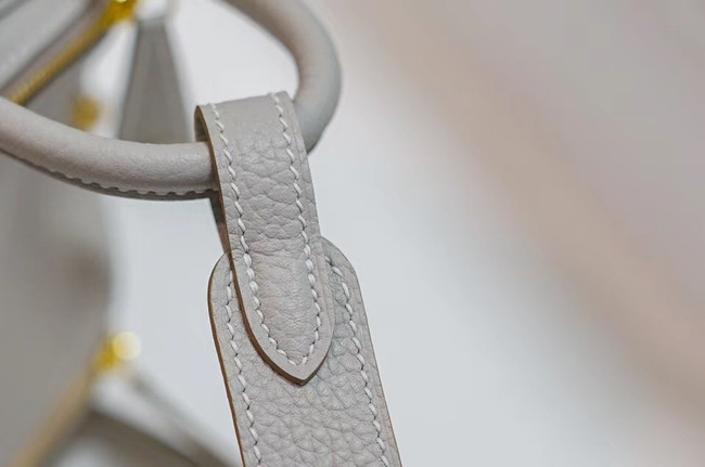Hermes mini Lindy Togo Leather Bag LD19 grey&gold-Tone Metal