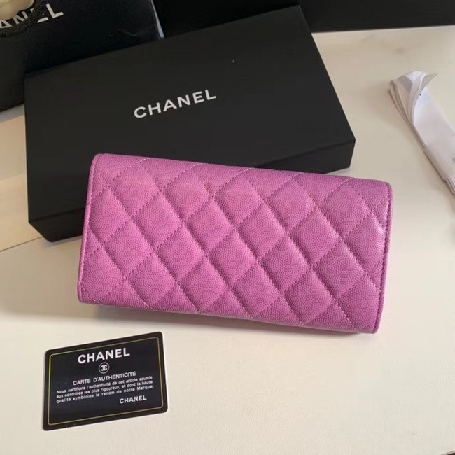 Chanel Calfskin Leather & Gold-Tone Metal Wallet A6888 Lavender