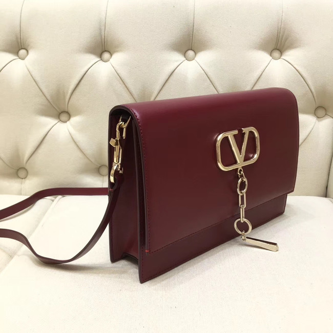 VALENTINO VLOCK Origianl leather shoulder bag 0909 Burgundy