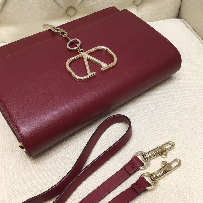 VALENTINO VLOCK Origianl leather shoulder bag 0909 Burgundy