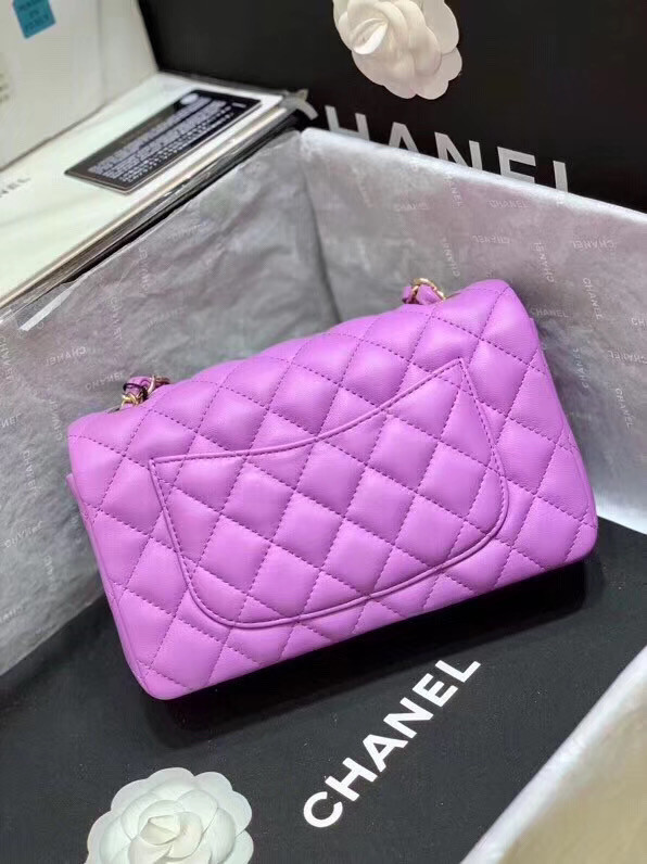 Chanel MINI Flap Bag Original Sheepskin Leather 1116 Lavender & Gold-Tone Metal