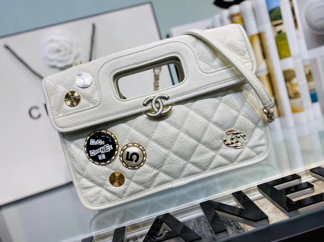 Chanel Original Soft Leather Bag & Gold-Tone Metal AS1430 white