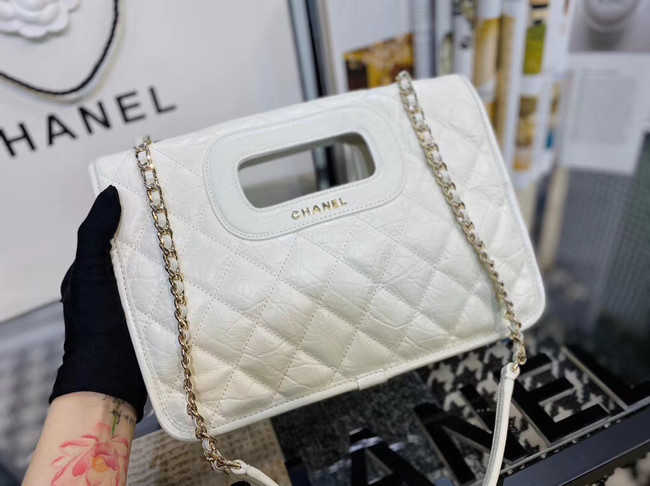 Chanel Original Soft Leather Bag & Gold-Tone Metal AS1430 white