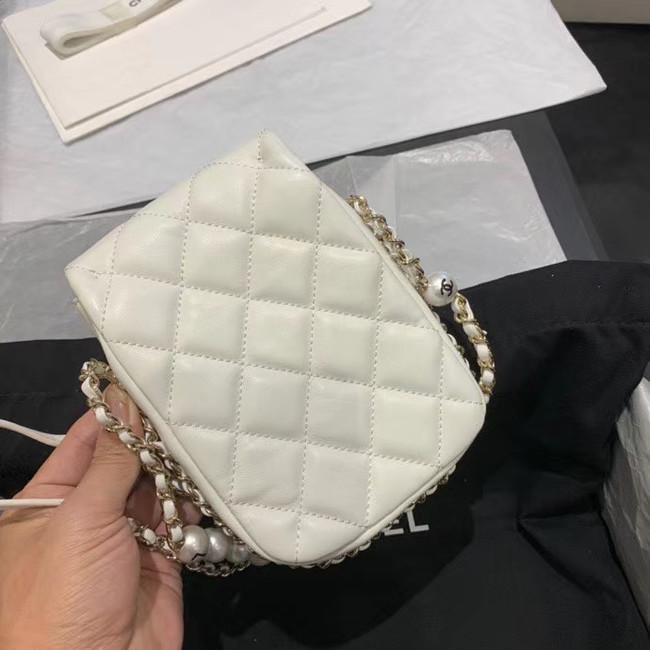 Chanel mini flap Imitation Pearls bag AS1345 white