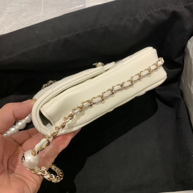 Chanel mini flap Imitation Pearls bag AS1345 white