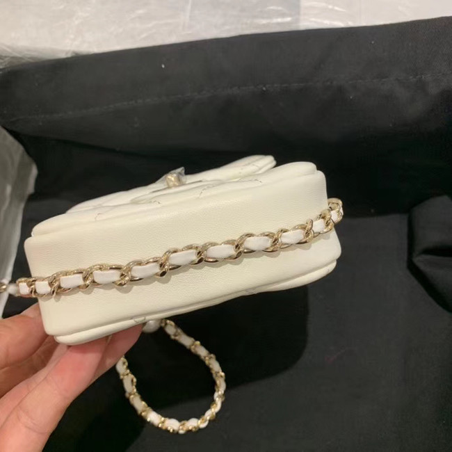 Chanel mini flap Imitation Pearls bag AS1345 white