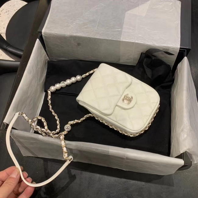 Chanel mini flap Imitation Pearls bag AS1345 white