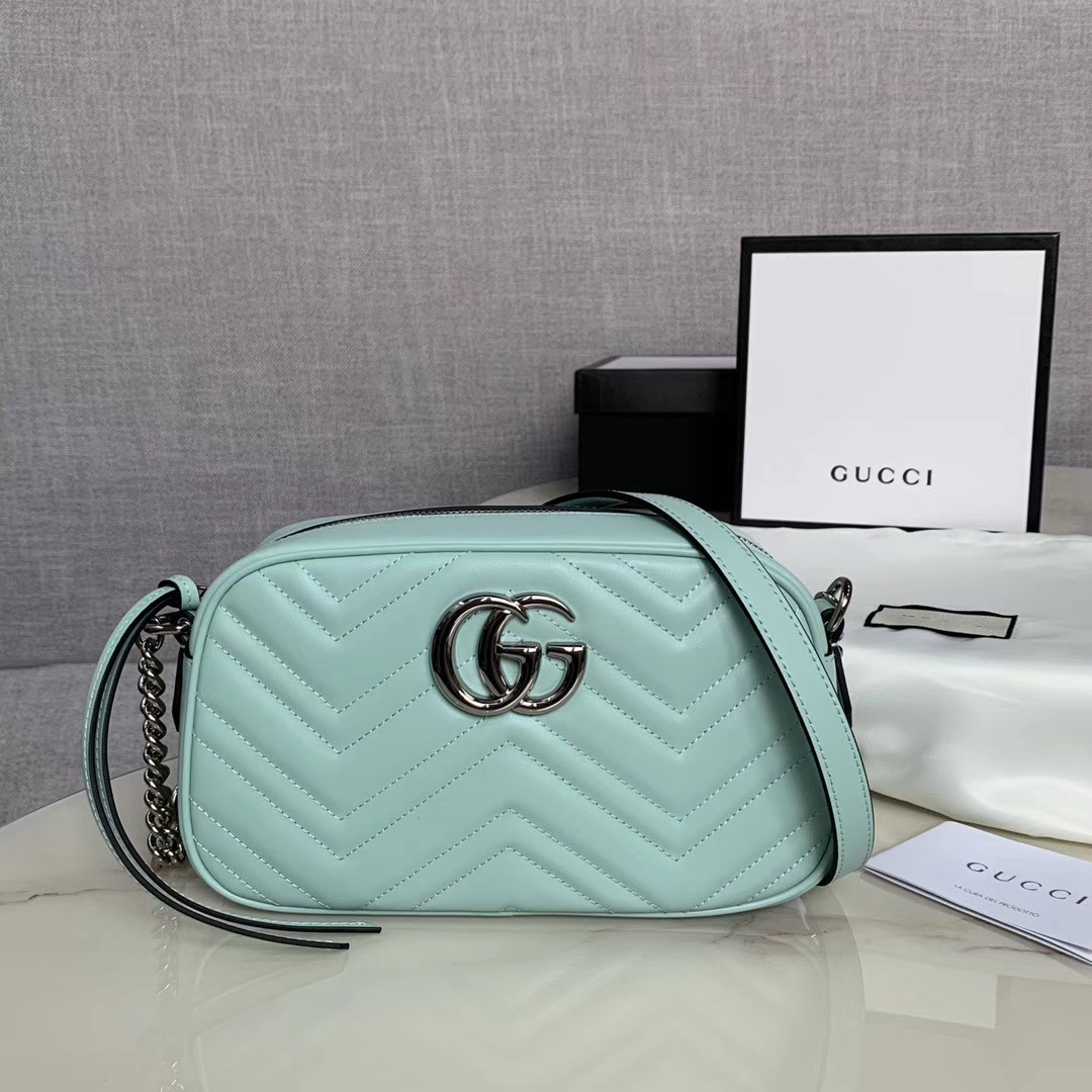 Gucci GG Marmont Matelasse Shoulder Bag 447632 Pastel blue