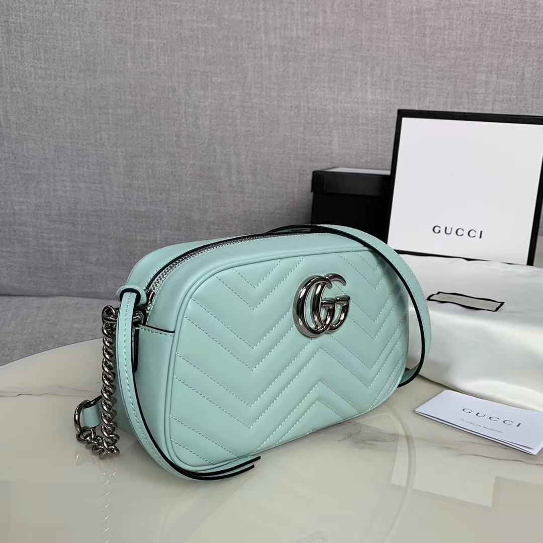 Gucci GG Marmont Matelasse Shoulder Bag 447632 Pastel blue